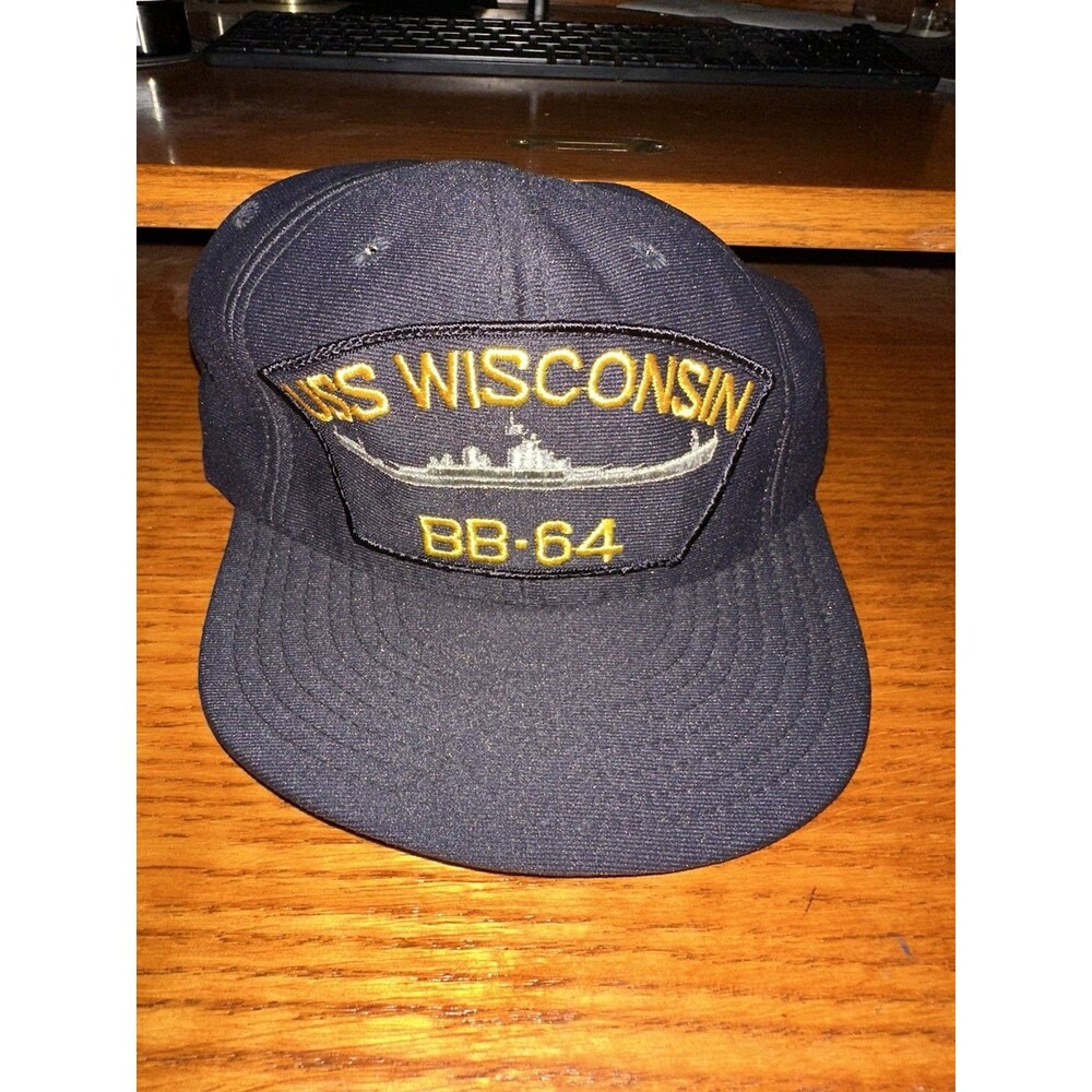 USS WISCONSIN BB- 64 US Navy Snap Back Cap Hat North Star Made in USA
